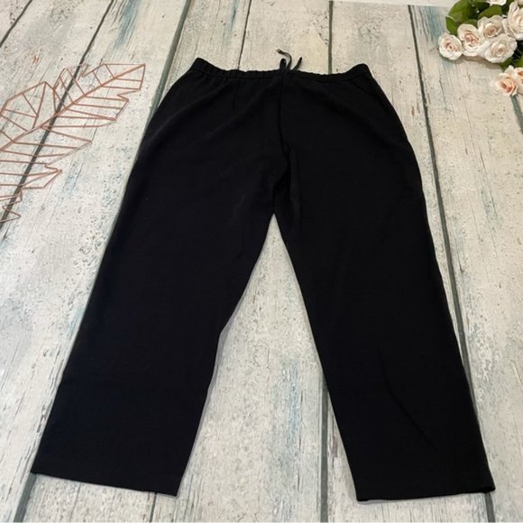 Eileen Fisher small black joggers pants pockets neutral comfy cozy drawstring - Picture 7 of 8